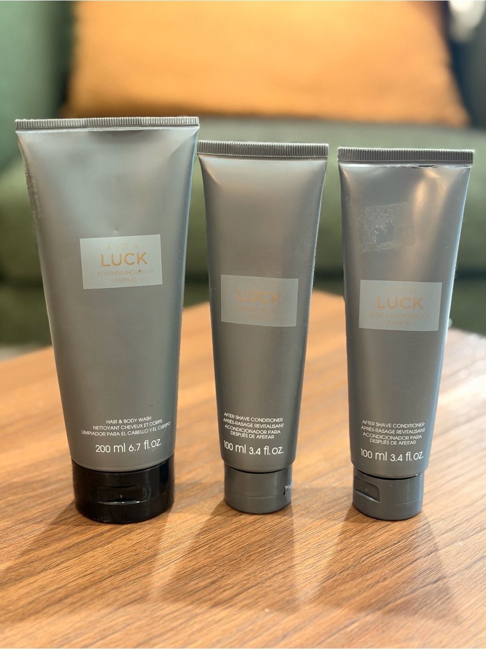 NEW Set of 3 Avon Men's LUCK After Shave Conditioner and Hair and Body Wash